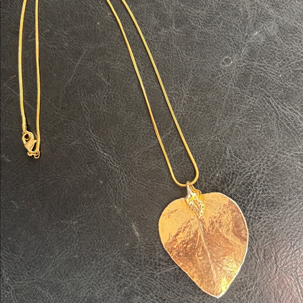Gold Dipped Leaf Pendant Necklace